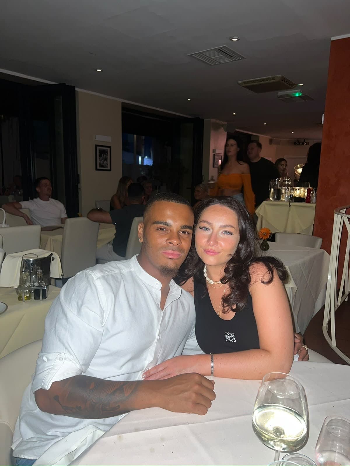 Georgia and Elijah at dinner